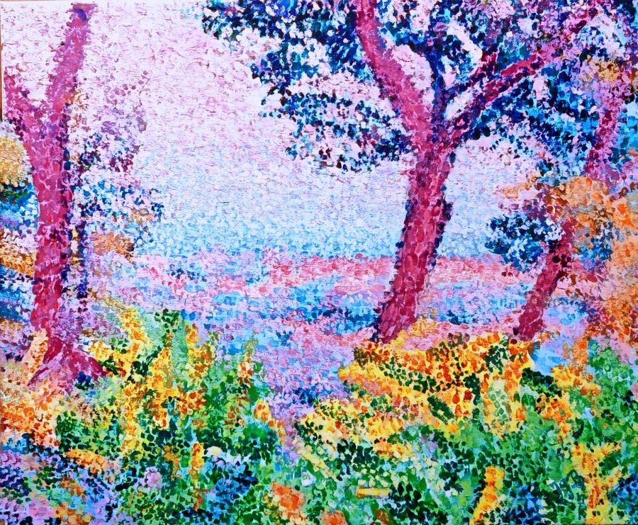 Jean-Guy Bègue : Célony, vue du Jas de Bouffan (55X46) - Jean-Guy Bègue