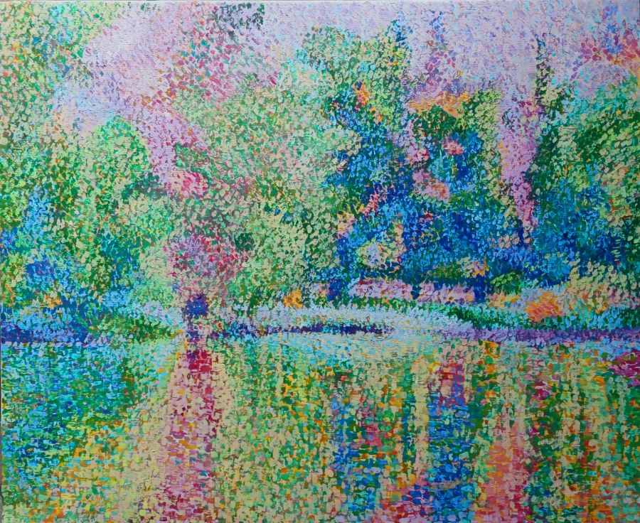 Jean-Guy Bègue : Bassou La plage Vision d'été (61 X 50 cm) - Jean-Guy Bègue